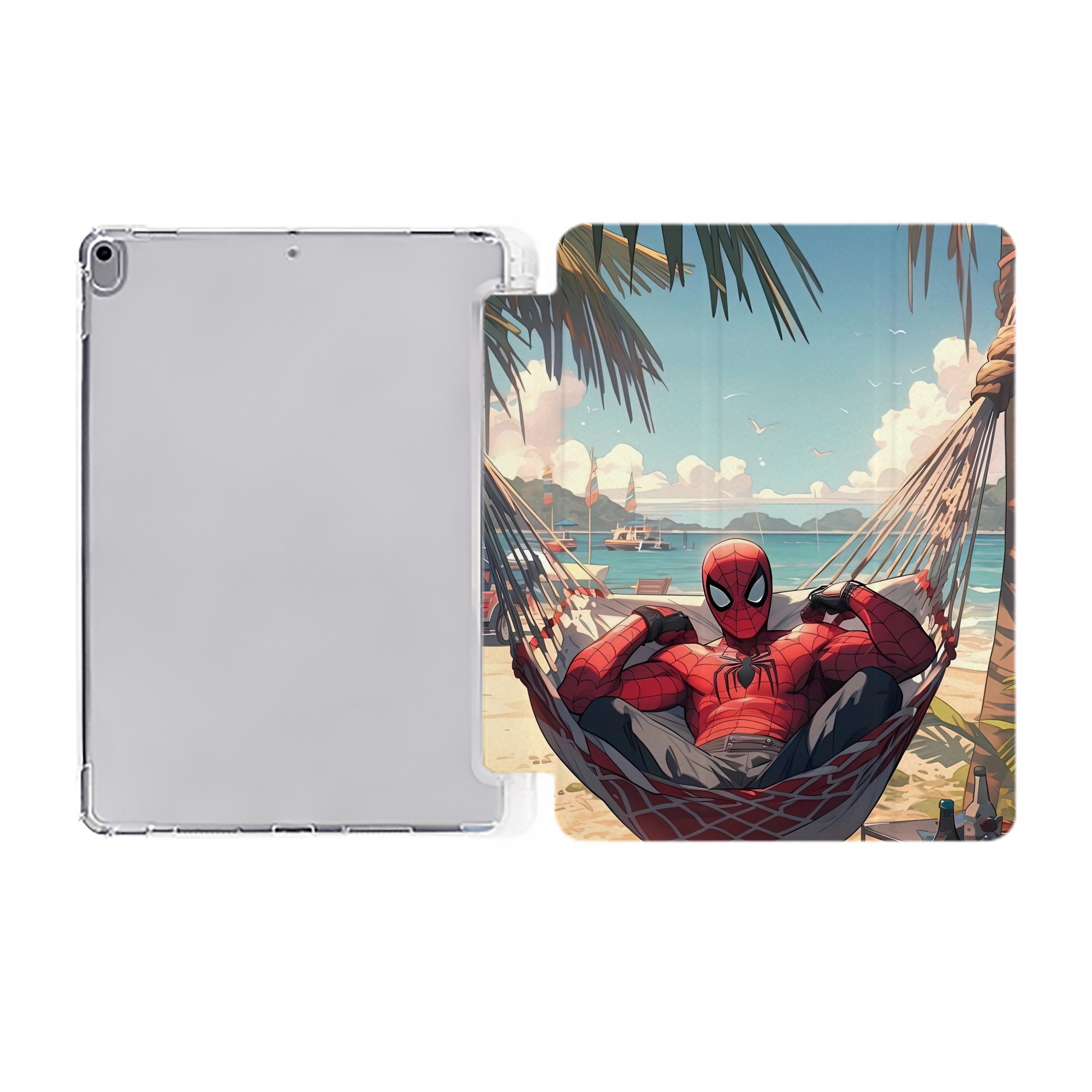 （画像用） Spider Man スパイダーマン IPad ケース ペン収納付き 三つ折りスタンド PUレザー×シリコン 対応機種9.5/10.5/10.9インチ